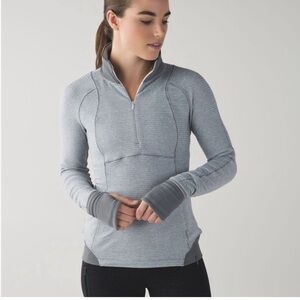 LULULEMON Size 12 Runderful 1/2 Zip Mini Pique Heathered Slate Pullover